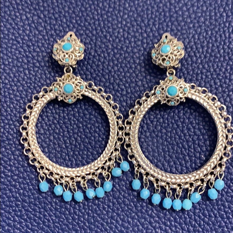 Jose & Maria Barrera Turquoise Clip Earrings